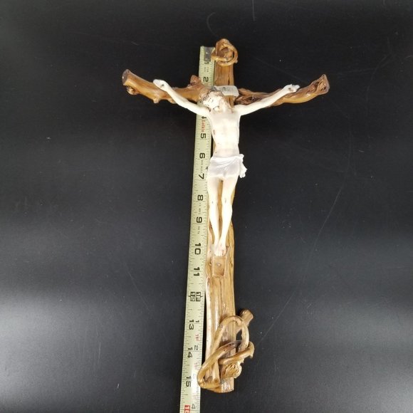Handmade Wood Wall Cross Crucifix Stick Twig Plastic Jesus God Christ Rustic 15" - Picture 10 of 12